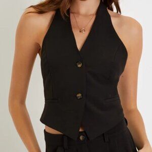 NEW WITHOUT TAGS -Lulus, Adjustable, Lined, Black Halter Vest Top - Sz Sm/Med -